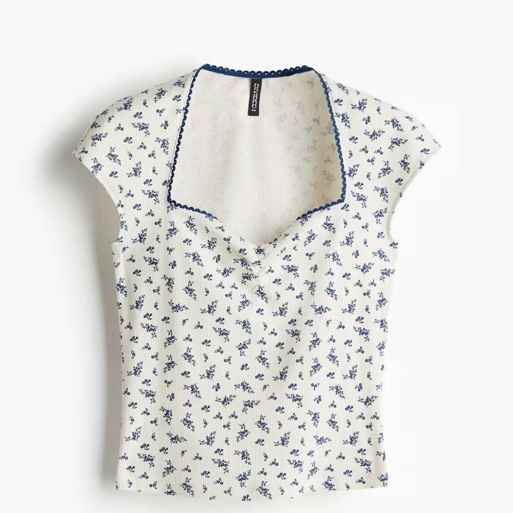 H&M White Camisole with Navy Floral Print
